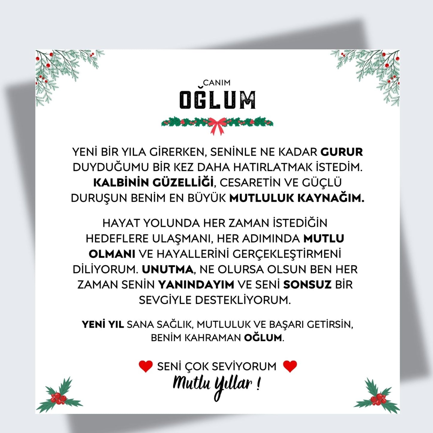 🎄YILBAŞI ÖZEL🎄 Canım Oğluma - Yeni yıl hediyesi deri bileklik