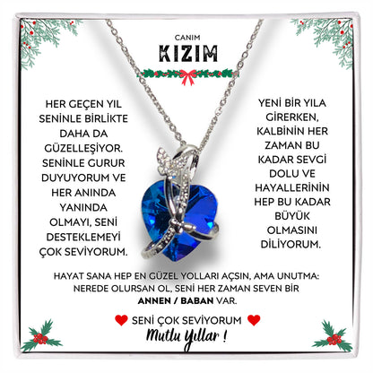 🎄YILBAŞI ÖZEL🎄 Canım Kızıma - Kelebekli Mavi Kalp Kolye